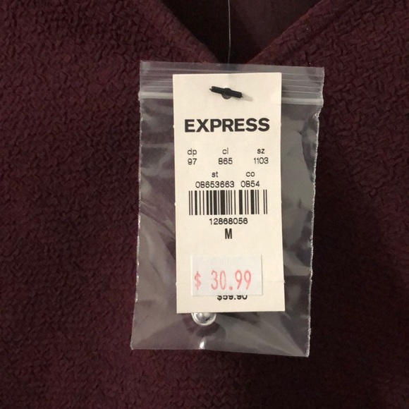 NWT Express Burgundy V-Neck Blouse - Picture 3 of 4